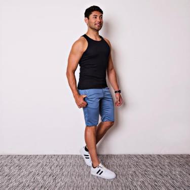 Imagem de Bermuda Masculina Esporte Fino em Sarja - I.Con, Azul bebê, 40