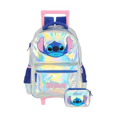 Imagem de Kit Escolar Lilo Stitch Holográfico Mochila Rodas+Estojo Box - Luxcel