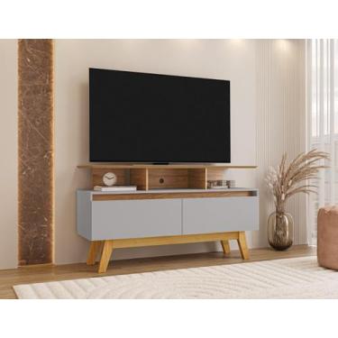 Imagem de Rack para TV até 50 Polegadas 2 Portas 2 Prateleiras Pés em Madeira Ma