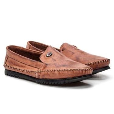 Imagem de Sapato Sapatilha Masculina Mocassim Antistress Casual Couro Liso-Masculino