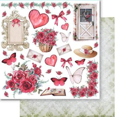 Imagem de Folha para Scrapbook Dupla Face Elôi Fachado - Coleção Red Roses - Rec