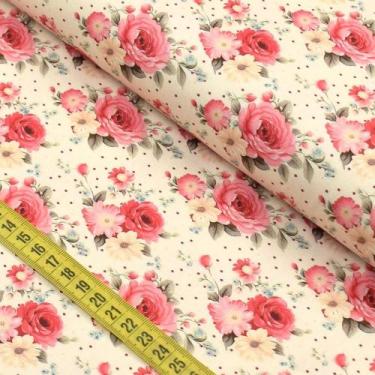 Imagem de Tecido Estampado Para Patchwork - Clube Mais Criativo : Rosas Médias (