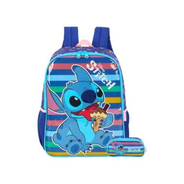 Imagem de Kit Escolar Lilo Stitch Mochila De Costas + Estojo Duplo