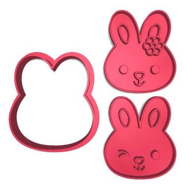 Imagem de Cortador Marcador Páscoa Cabeça Coelho Menina Menino - DOCE IMPRESSO, 