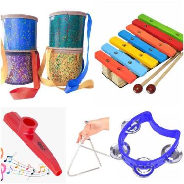 Imagem de Bandinha Ritmica com 5 Instrumentos Infantis Montessori 3+ - BRINQUE E