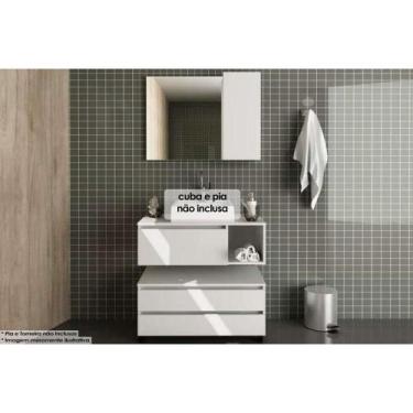 Imagem de Armário c/ Balcão Banheiro Suspenso BN3601 + Rodizios BN3603 s/ Cuba 8