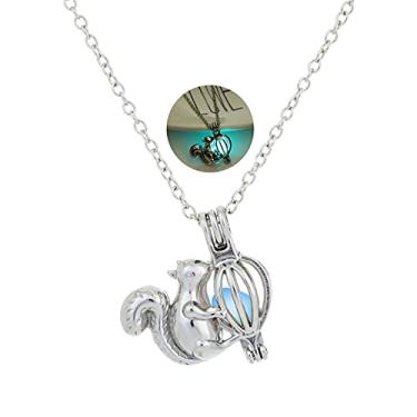 Imagem de FUTIMELY Colar luminoso de esquilo engraçado fluorescência esquilo pinheiro pingente colar fofo joia animal para mulheres, Metal, Pedra luminosa