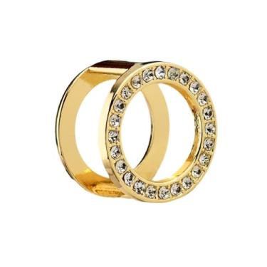 Imagem de Broche de anel de seda redondo de strass para mulheres delicado círculo de cristal xale cachecóis fivela fecho clipe anéis broches moda vestido acessórios joias, Medium, Zinco, Sem Pedra Preciosa