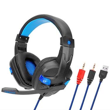 Imagem de Fone de ouvido Docooler SY860MV Gaming 3,5 mm Fones de ouvido com cancelamento de ruído com microfone, luz LED, controle de volume AUX+USB para PC Desktop