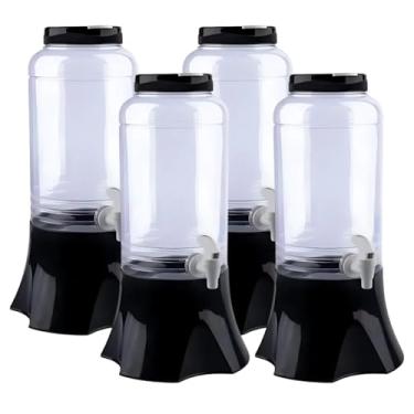 Imagem de Kit 4 Suqueira Grande Dispenser Transparente De Plástico 3,5 Litros Com Suporte E Torneira