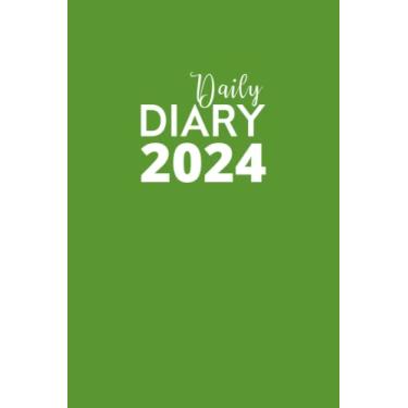 Imagem de Daily Diary 2024: Green, 12 Month, Dated, 1 Page per Day. Daily Planner and Journal for January-December 2024