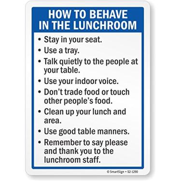 Imagem de SmartSign Placa de cafeteria "How to Behave in The Lunchroom" | Magnético de 17,8 cm x 25,4 cm