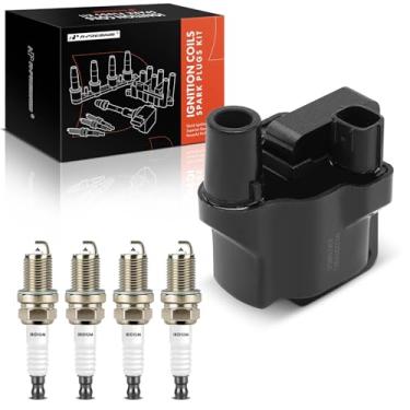 Imagem de A-Premium 1 pacote de bobina de ignição e 4 velas de ignição de irídio compatíveis com Nissan Altima 1993-1997, Sentra 1991-1995, NX 1991-1993, 1,6L 2,4L