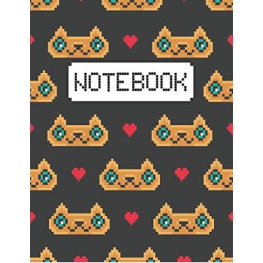 Imagem de Notebook: designed with Cute Nice Cats Pixel Art 8 bit Background Perfect For Creating Reminders & Notes And Gift Idea For Women/Men/Coworker/Teens/ ... (Size 8.5X11 Inches College Ruled 120 Page)