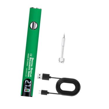 Imagem de Baoblaze Kit de ferro de solda sem fio portátil usb recarregável doméstico 510 linha premium caneta solda elétrica tensões ajustáveis, Conjunto Verde
