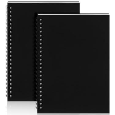 Imagem de Yahenda Caderno espiral a granel A5 forrado com 20 x 14 cm, papel de composição para escrita, pequeno bloco de notas, caderno para estudantes, escritório, negócios, material escolar (preto, 2 peças)