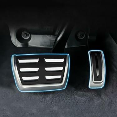Imagem de Pedal de freio e gás de carro material de aço inoxidável antiderrapante capa de pedais de acelerador pedal de transmissão de veículo adequado para Audi Q7 Q8 2016-2024 acessórios interiores (2 peças