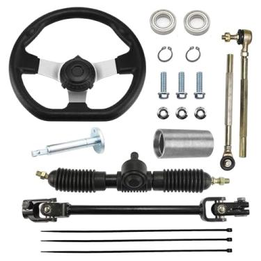 Imagem de PRO BAT Kit de Volante de Aço Pro 270 Mm/11,8'' com Pinhão de Cremalheira de Engrenagem de 320 Mm/12,6'', Conjunto de Eixo Ajustável de Substituição para Kart de Golfe 110 Cc, Buggy Utv