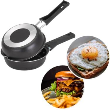 Imagem de Frigideira Dupla Antiaderente Hamburgueiraa Omeleteira Tapioqueira Não Gruda o Alimento (Preta)