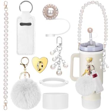 Imagem de Mity rain 8 peças de acessórios para copo Stanley Cup 850.5 g 1,134.0 g copo com alça, incluindo alça de alça de garrafa de água, suporte de chapstick, bota, pingentes, tampa de cobertura de palha