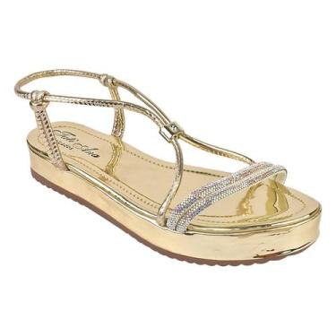 Imagem de Sandália Papete De Brilho Com Regulagem Frontal Casual Confortável, Sa