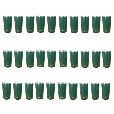 Imagem de Kit 30 Copos Térmicos Aço Inox 420ML Verde p/ Água Cerveja Café - Quente e Frio - Unica Unico