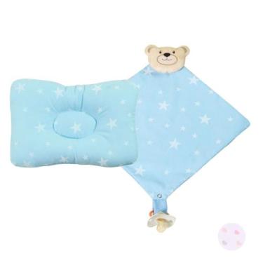 Imagem de Naninha com Prendedor de Chupeta + Travesseiro Anatômico para Bebê Kit