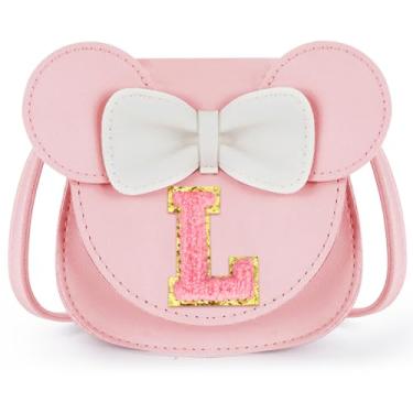 Imagem de URSKYTOUS Bolsa infantil presente para meninas pequenas orelhas de rato laço bolsa transversal rosa linda bolsa de ombro PU, G