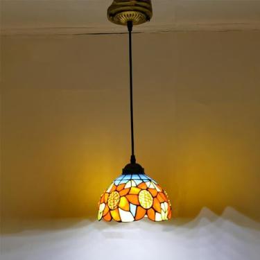 Imagem de Candelabro de vidro colorido europeu Lâmpada pendente criativa vintage Casa Restaurante Bar Hotel Corredor Quarto Cabeça de cama Lâmpada pendente (G D20CM)