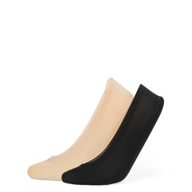 Imagem de HUE Meias femininas acolchoadas com forro de palmilha pacote com 2 pares, Sortidos: creme/preto, P-M