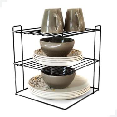 Imagem de Organizador Divisória para Pratos 3 Níveis Aramado Cozinha Armário Pra