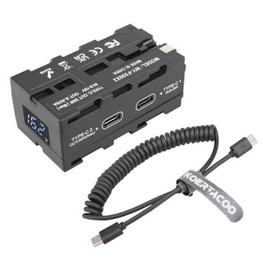 Imagem de KOERTACOO Bateria falsa dupla face tipo C para NP-F550/970 + exibição de tensão e entrada/saída tipo C (USB-C) para monitores Atomos Ninja/Shinobi, para transmissor de vídeo SDR DJI, luzes LED, etc.