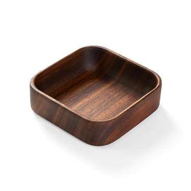 Imagem de Prato de frutas de madeira de nogueira preta, retangular, bandeja de lanche (preto, quadrado)