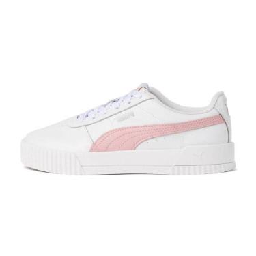 Imagem de Tenis Puma Carina Bdp Com Tiras Costuradas, 36, Branco, Rosa