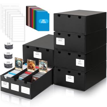 Imagem de AOBOPLE Caixa de armazenamento de cartão colecionável, caixa de armazenamento de papelão 18000+ com 60 divisórias, etiquetas e fitas para MTG Commander, TCG, YuGiOh, PTCG (caixa de cartão 18000+