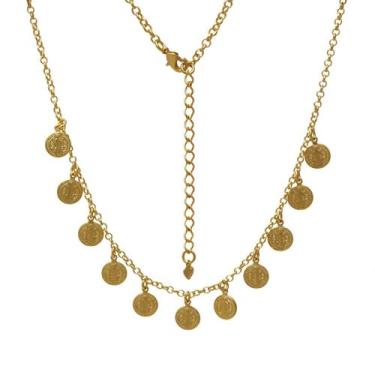 Imagem de Colar Gargantilha com Medalhas de São Bento Folheado em Ouro 18K Softj