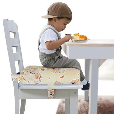 Imagem de Assento elevatório infantil para mesa de jantar, assento elevatório portátil para cadeira de cozinha, almofada de espuma de alta densidade de 10 cm com alças de segurança ajustáveis e fundo