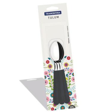 Imagem de Conjunto de Colheres para Sobremesa 3 Peças Tulum Tramontina - Preto