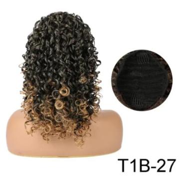 Imagem de Aplique Rabo De Cavalo Cacheado Curto 45cm Premium Preto - GM Hair, Om