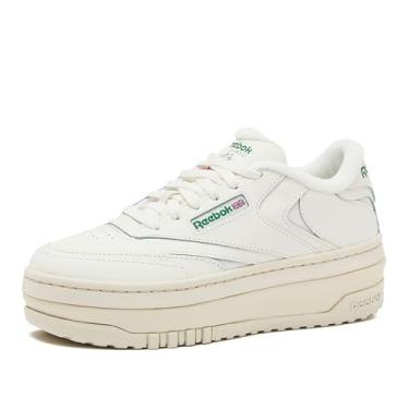 Imagem de Reebok Tênis feminino Club C plataforma extra, Giz/Giz/Verde Glen, 40