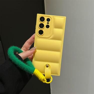 Imagem de HPQWN Para S24 Ultra Fashion Lanyard Case Hand Wrist Strap Cover (Para S24 Ultra/Amarelo)