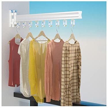 Imagem de Suporte para lavanderia, suporte de secadora extensível montado na parede, cavalo de roupas dobrável, varanda para arejador, varanda de roupas internas, suporte de secagem de varal san urso 150 kg O