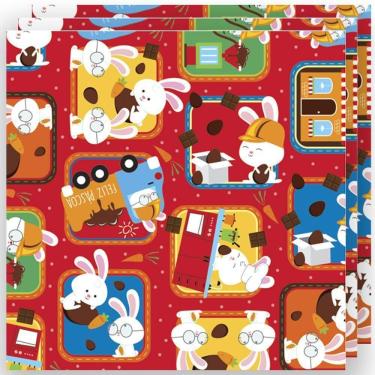 Imagem de Embalagem Para Ovo De Páscoa Fábrica Coelhos Vermelho 69cm X 89cm - 3 Un