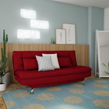 Imagem de Sofá-Cama Casal 3 Lugares Excelencia Suede Vermelho