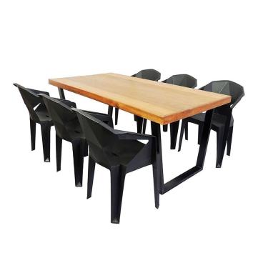 Imagem de Jogo Mesa Industrial Diamond 1,50m E 6 Cadeiras área Gourmet
