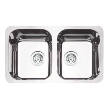 Imagem de Cuba Embutir Tramontina Isis Plus 2c 34 Bl Inox Ab 72x40