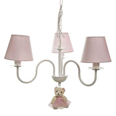 Imagem de Potinho de Mel Lustre Com 3 Lâmpadas Simples Com Ursinha Quarto Bebê Infantil Menina Ro