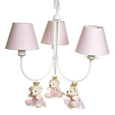 Imagem de Potinho de Mel Lustre com 3 Lâmpadas Ariel com 3 Ursinhas Princesas, Quarto Bebê Infantil Menina