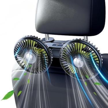 Imagem de nediea Ventilador de carro para banco traseiro 2000mAh, ventiladores de assento traseiro, ventiladores de ar de resfriamento USB de cabeça dupla ajustáveis, ventiladores portáteis para carro com 3