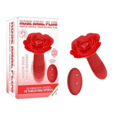 Imagem de Plug Anal Flor Em Silicone Com Led 10 Modos De Vibração E 10 Modos De Vai E Vem Prazer Intenso PL184